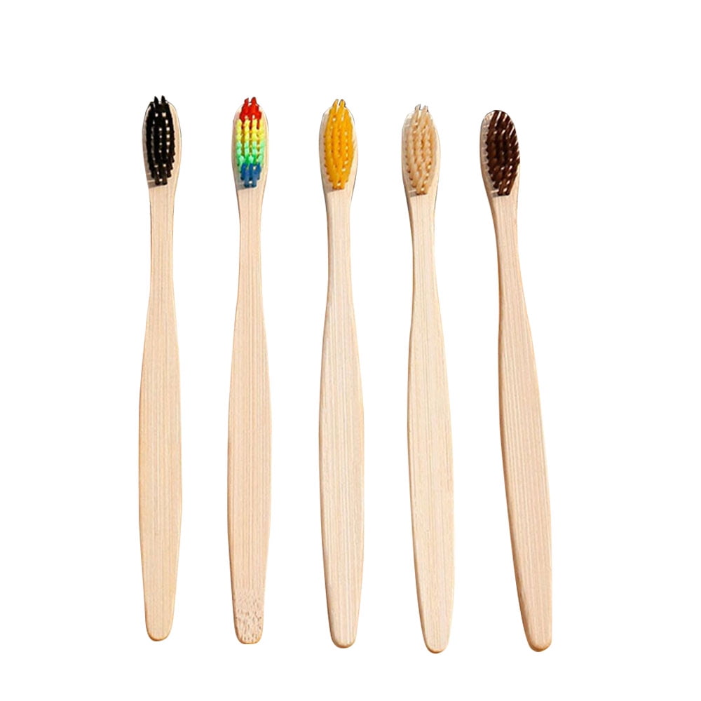 5Pcs/Set Natural Bamboo Toothbrushes Soft Bristles Bamboo Handle ...