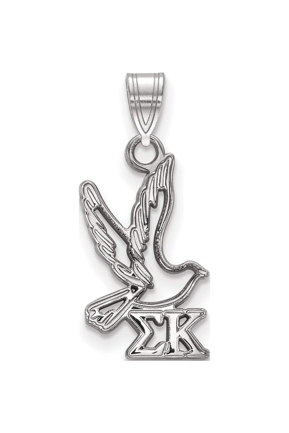 Sterling Silver Rh-Plated Logoart Sigma Kappa Small Pendant (21 X 10) Made In United States ss035skp