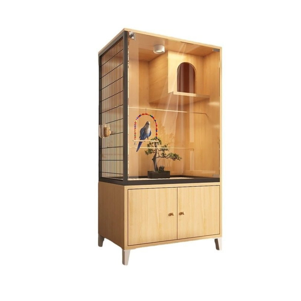 Luxury Wooden Bird Cage for Parrots and Parakeets - Spacious Design