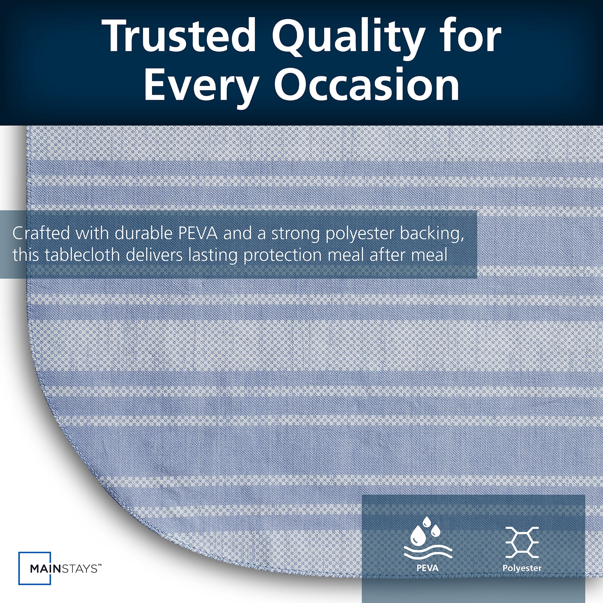 (2 pack) Mainstays Blue Striped PEVA Tablecloth 60" x 102" Rectangle