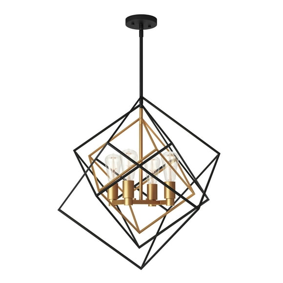 Artika Harmonium Modern Mid Century Chandelier, Black and Gold