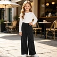 thumbnail image 3 of LUGOGNE Girls Corduroy Pants with Pockets - Elastic Waist Straight Leg Casual Sweatpants Kids Clothing Black,Size 14, 3 of 8
