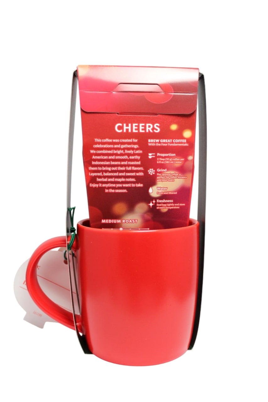 (3 pack) Starbucks Holiday Red Mug Gift Set with Holiday Blend Coffee