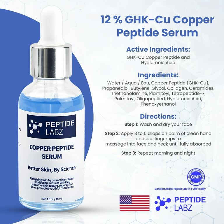 Peptide Labz Copper Peptide 12% GHK-CU Serum, Hyaluronic