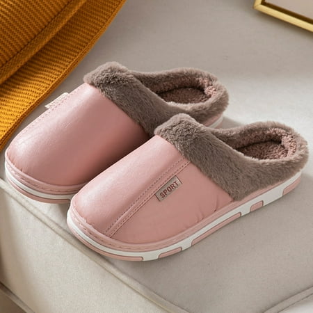 

Unisex Slippers Foam Memory House Outdoor Indoor Shoes Slip-on Sole Clog Plush Anti-Skid Comfort Fleece Lining Fuzzy Cotton Waterproof Slippers for Womens Mens