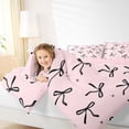 thumbnail image 3 of Erosebridal Princess Ribbon Bowknot Queen Comforter Set,Black Bowtie Gifts Bedding Comforter Set For Kids Girls,Pink Reversible,3-Piece, 3 of 7