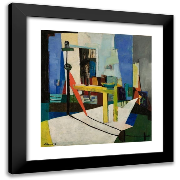 Jakob Weidemann 12x13 Black Modern Framed Museum Art Print Titled - Atelier Interior (1945)