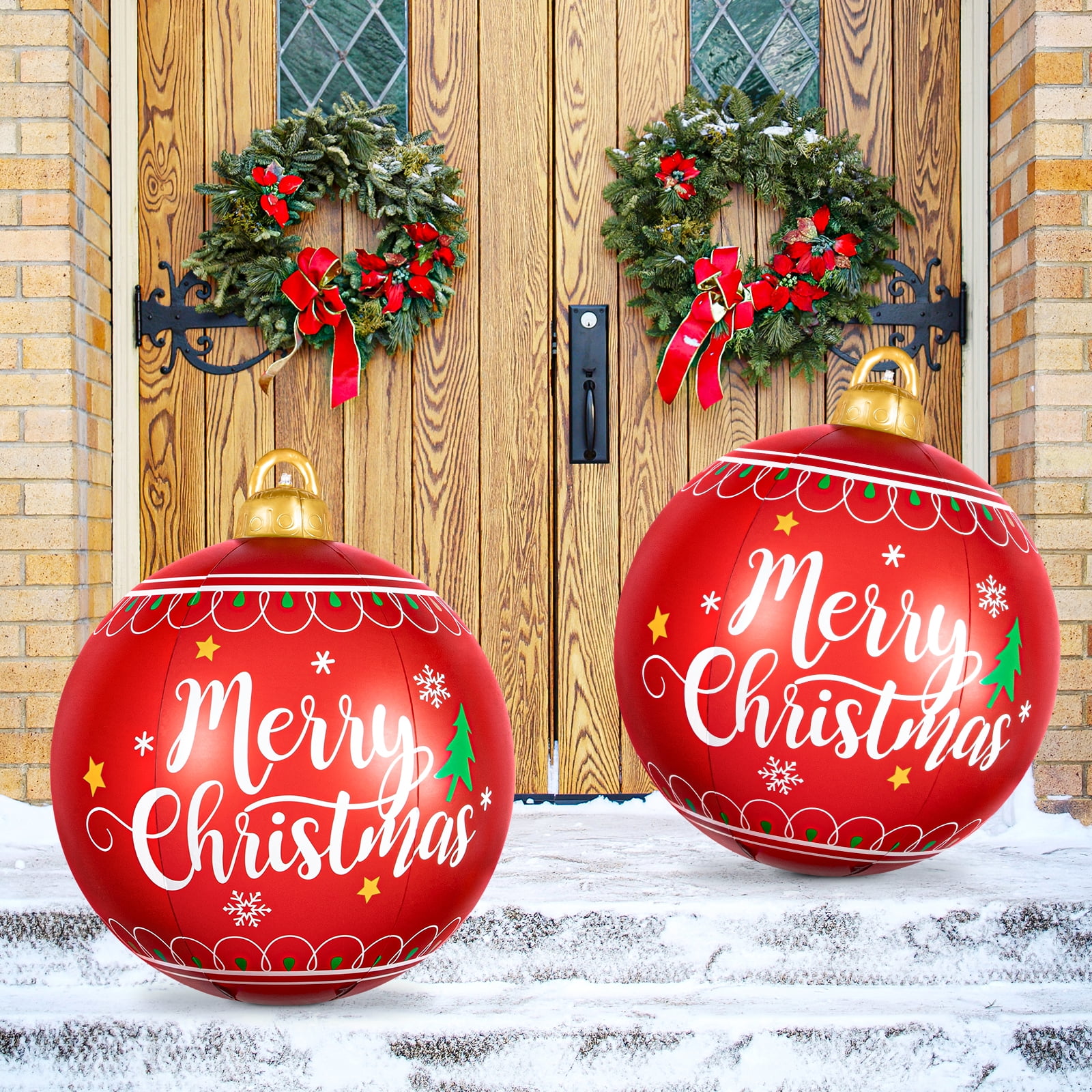 Yardi Yard 2 Pack 24" Outdoor Christmas Ornaments Light Up Inflatable Balls with Remote LED Light for Xmas Tree Hanging Decoration Yardi Yard 2 Pack 24" Outdoor Christmas Ornaments Light Up Inflatable Balls with Remote LED Light for Xmas Tree Hanging Decoration