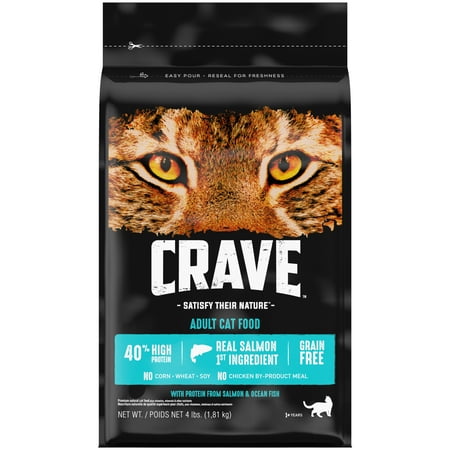 UPC: 0023100123394 | CRAVE Grain Free with Protein from Salmon & Ocean Fish Dry Adult Cat Food 4 Pound Bag
