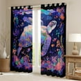 thumbnail image 2 of Sea Turtle Curtains,Colorful Coral Fish Turtle Curtains Bedroom,Watercolor Ocean Sea Animal Curtains Coastal Nautical Theme Window Curtains 2 Panels (52Wx84L), 2 of 6