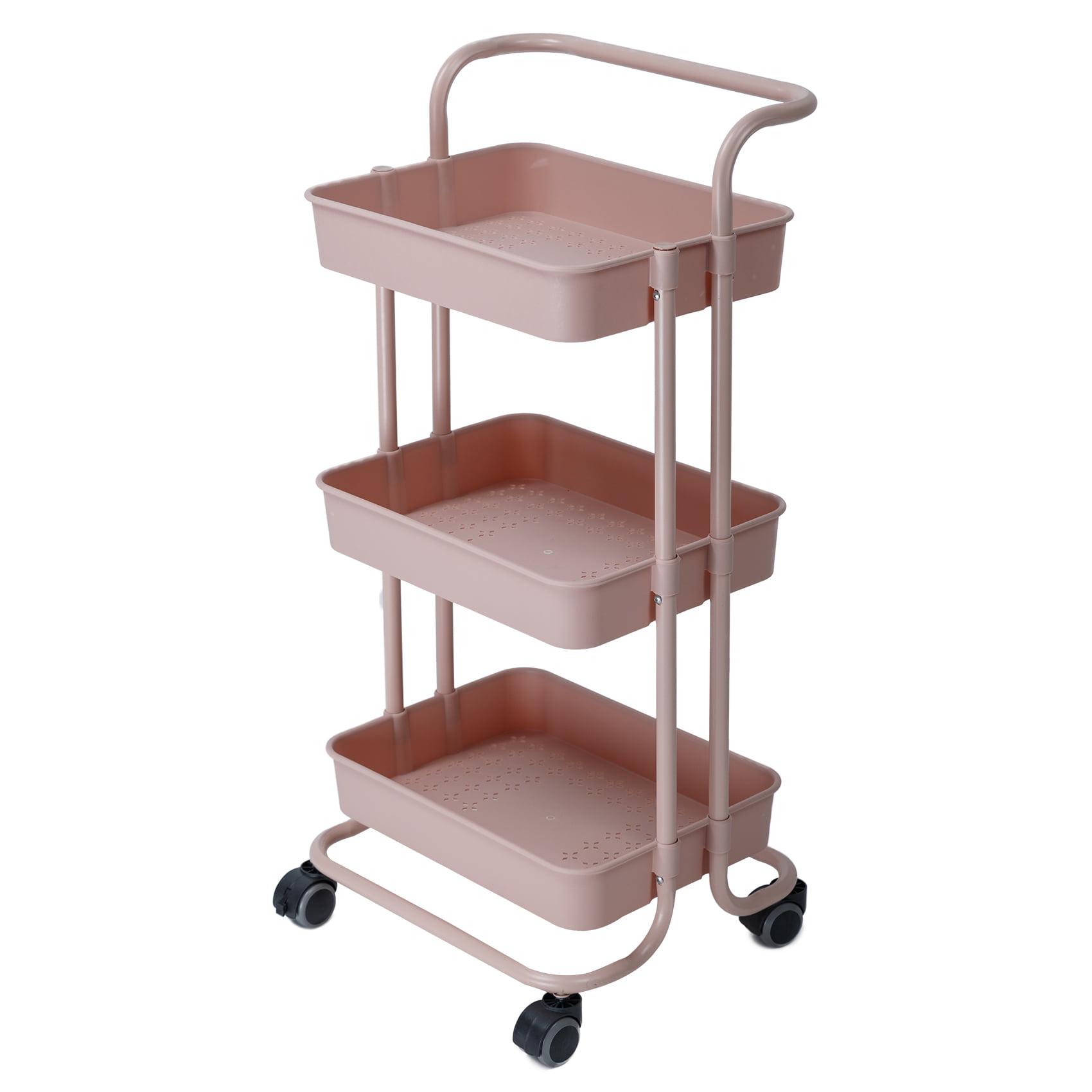 Rolling Utility Storage Rack Organizer for Kitchen Bedroom Garage Home Organiser Office Living Room ZYL-YL 3-Tier Kitchen Trolley Cart with Lockable Caster Wheels Color : Wood, Size : 80x48x33 