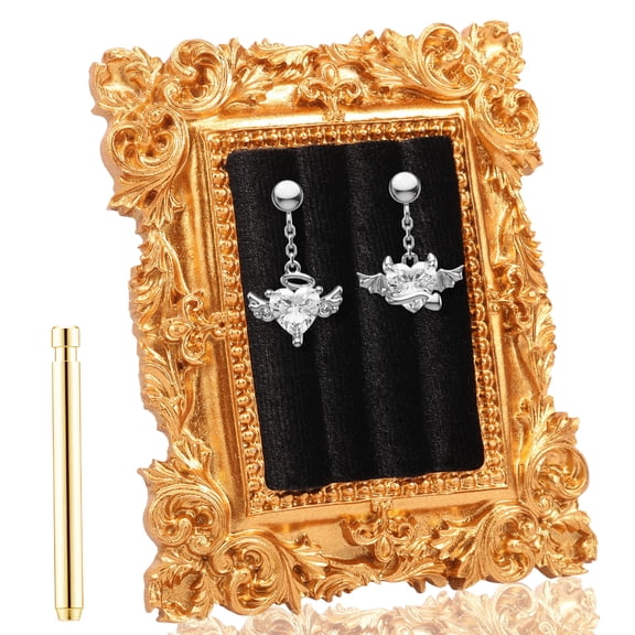 Threns Vintage Ring Holder,Gold Baroque Ring Holder,Vintage Earring Display Tray Jewelry Organizer Birthday Engagement Wedding Decoration for Women