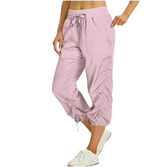 BLVB Women's Cargo Capris Hiking Pants Lightweight Quick Dry Outdoor Athletic Travel Cropped Pants Casual Loose Comfy with Pockets