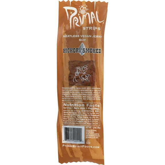 Primal Strips Hickory Smoked Meatless Jerky, 1 Ounce -- 24 per case.