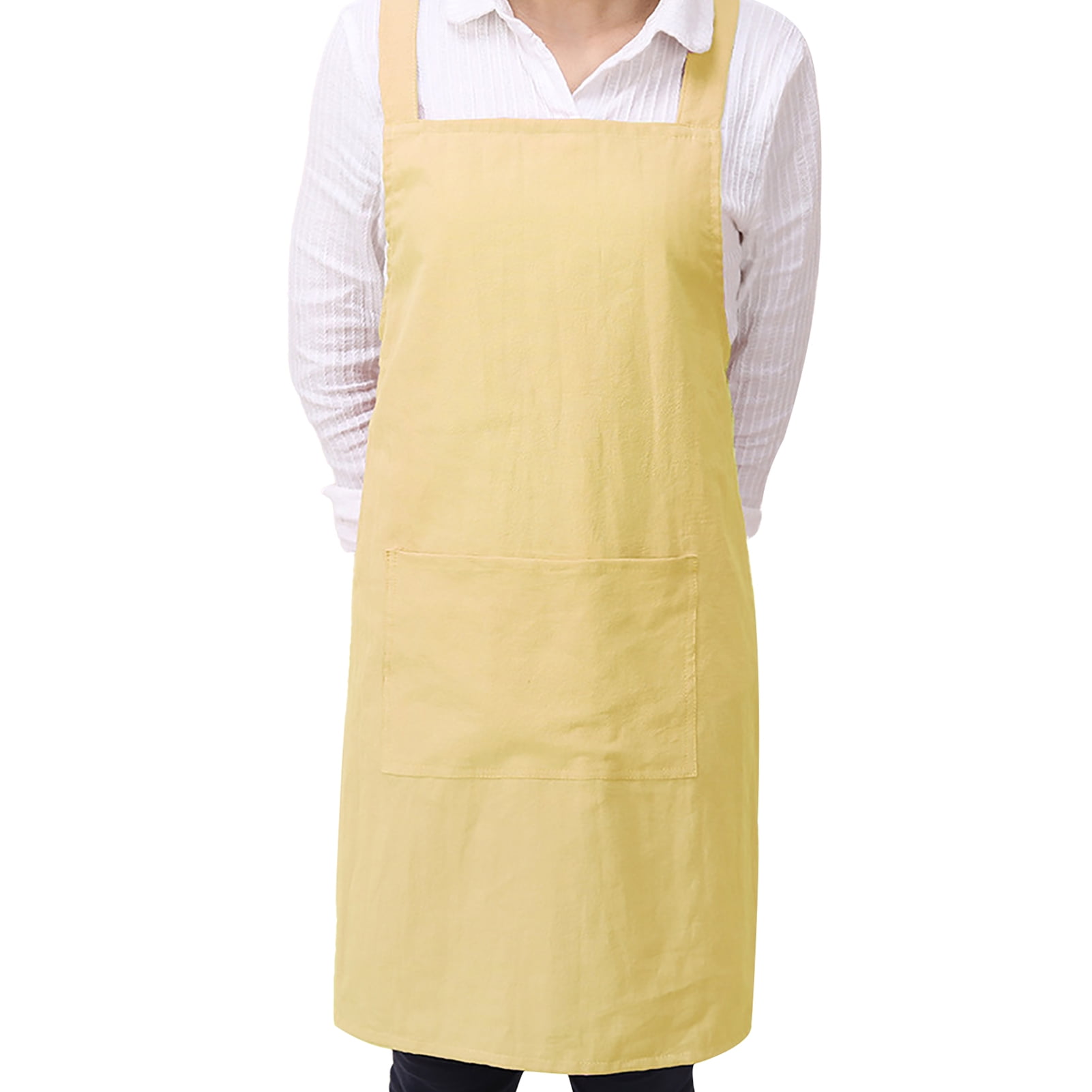 Adults Leather Strip Fastened Bib Apron Unisex Chef Bar Cooking Work Wear Apron 