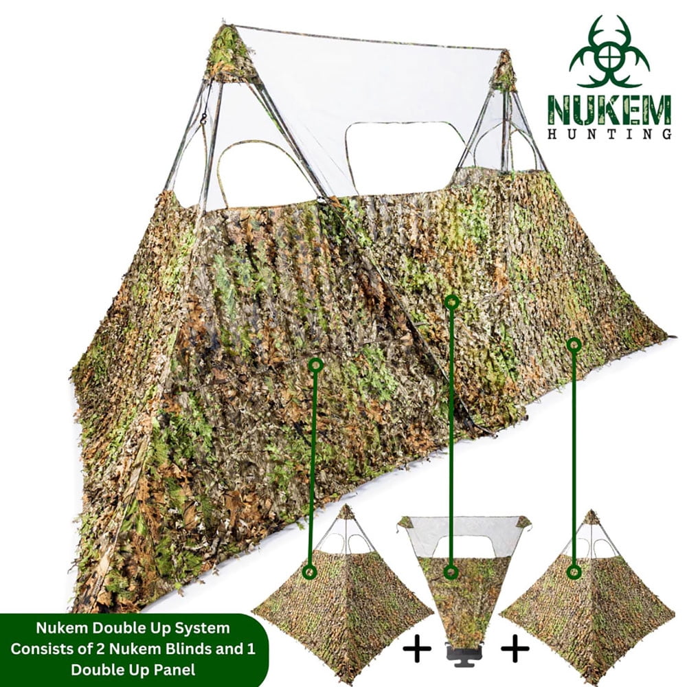 Nukem Grab & Go Hunting Ground Blind Double Up System - Mossy Oak Obsession 3D Leafy - Lightweight & Portable - Provides Maximum Concealment (Regular)