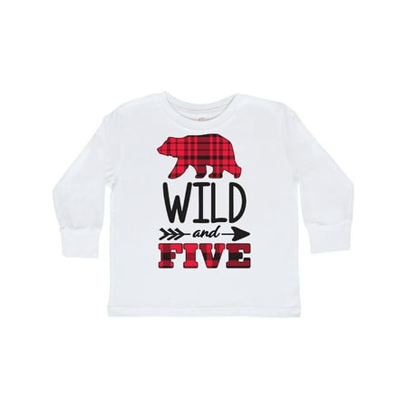 

Inktastic Plaid Bear Wild and 5 with Arrow Gift Toddler Boy or Toddler Girl Long Sleeve T-Shirt