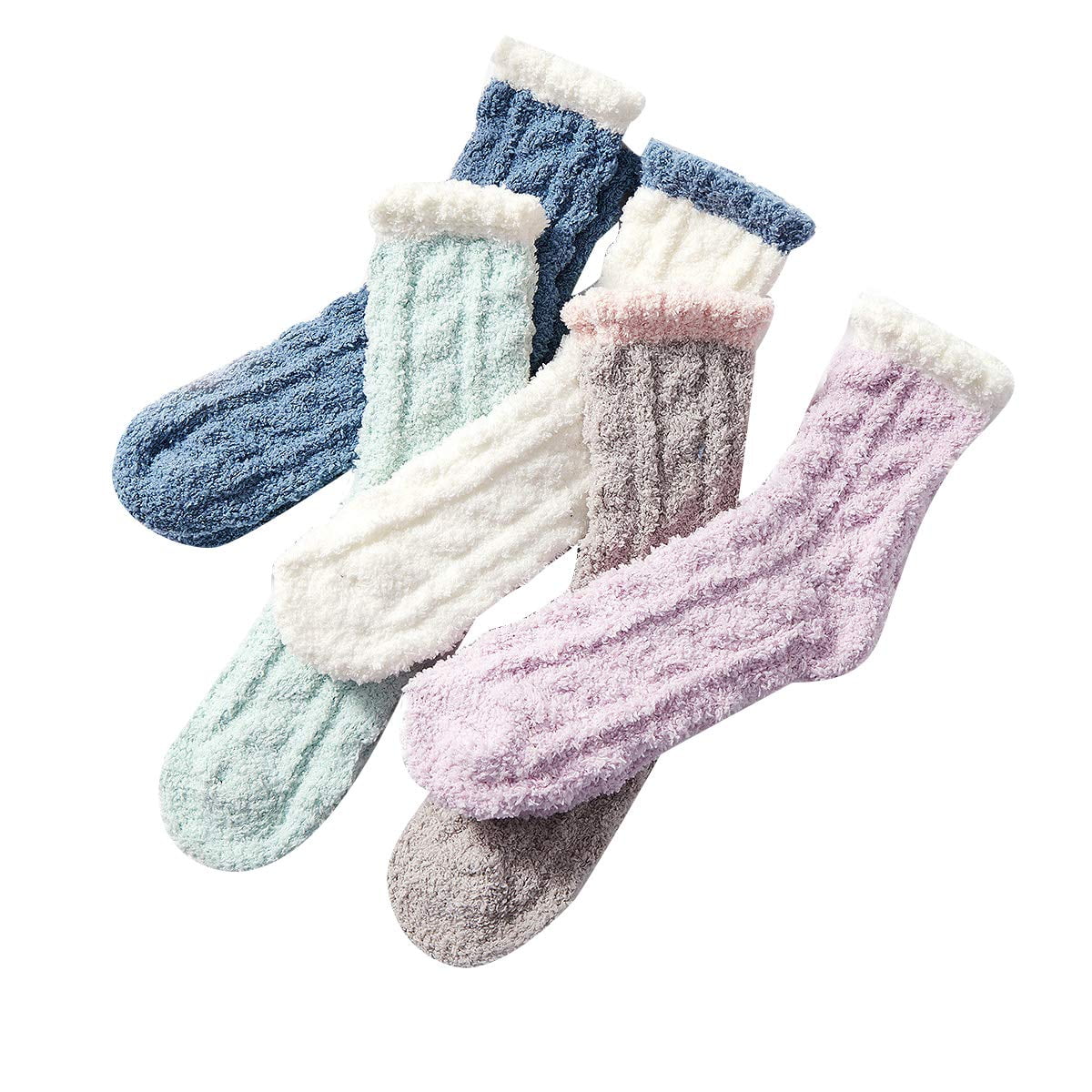 5 Pairs Womens Chaussettes femme Wool Socks Cute Soft Cabin Warm Socks ...