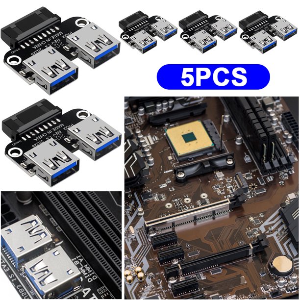 Kuymtek Adaptador Placa Base USB 3.0 20 Pines A Doble USB 3.0 Tipo A (A)