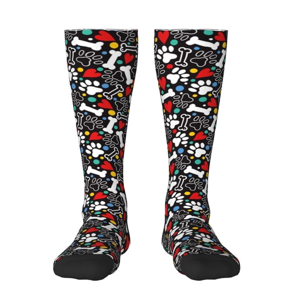Saiise Chaussettes Thermiques d'Hiver Empreinte de Pattes et Os, Chaussettes Chaudes pour Bottes de Randonnée et Vêtements d'Extérieur pour Hommes et Femmes