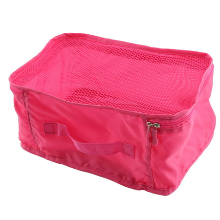Travel Admission Foldable Zipper Closure Package Pouch Mesh Bag Blush