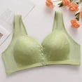 thumbnail image 3 of Womens Front Closure Bra Breathable Comfort No Underwire Bra for Seniors Wireless Plus SIze Snap Daily Bras (38/85BC, Green), 3 of 6