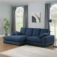 thumbnail image 3 of Better Home Products Daisy Convertible Sofa/L-Shaped Design in Blue Corduroy, 3 of 9