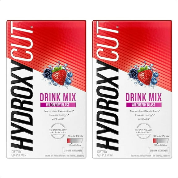 Hydroxycut Wildberry Blast Flavor Energy Drink Powder, 21 Packets, 2 Packs