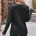 thumbnail image 4 of ShomPort Sweaters for Women Causal Scoop Neck Long Sleeve Ribbed Tops Split Hem Fall Ladies Blouses (Black 3), 4 of 5