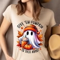 thumbnail image 4 of Graphic T-Shirt Give ’Em Pumpkin to Talk About Ghost Print for Women, Navy, Size XL, 4 of 6