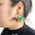 thumbnail image 3 of 100%New,Women Mardi Gras Dangle Earrings Earrings For Women European American Miss Mardi Gras Jewelry----B--Product code 72464 B, 3 of 4