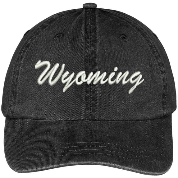 Trendy Apparel Shop Wyoming State Embroidered Low Profile Adjustable Cotton Cap