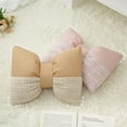 thumbnail image 4 of Lssam Bow Accent Pillow Premium Pink Decorative Cushion in a Distinctive Bow Shape Featuring Intricate Lace Inlays and a Soft Ruffle Border Plush and Supportive Throw Pillow for Sectional Sofa, 4 of 9