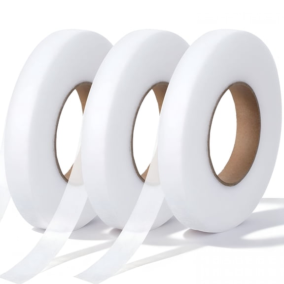 TUWAFE 3Rolls Iron on Hemming Tape,1.5cm x 70 Yards,No Sew Stitch Witchery Hemming Tape,Adhesive Fabric Hem Tapes for Clothes,Curtains,DIY Projects (White)