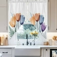 thumbnail image 4 of Spring Orange Swag Curtain Valance for Windows, Flower X-ray Illustration of Tulips Blue Leaf Window Treatments Short Swag Topper for Kitchen Windows Bathroom Bedroom, 28"x36", 4 of 8