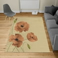 thumbnail image 2 of Floral Turkish Area Rug, Poppy Flowers Vivid Petals Buds Pastoral Purity Mother Earth Nature Design, Soft Carpet for Living Room Decor with Distressed Look, 4' X 5.7', Pale Camel, by Ambesonne, 2 of 4