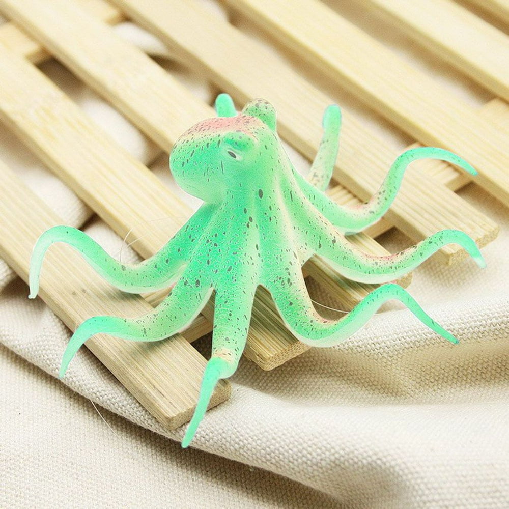 Fluorescent Artificial Octopus Aquarium Ornament with Suction Cup Fish