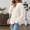 thumbnail image 6 of Sweater Tops for Women Zaewscy Women's Henley Neck Button Ribbed Knit Long Sleeve Loose Pullover Sweater Beige XXL, 6 of 8
