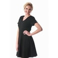 thumbnail image 2 of LaMonir  Women's Rayon/Nylon/Spandex Short V-neck Short-sleeved Panel Dress, 2 of 5