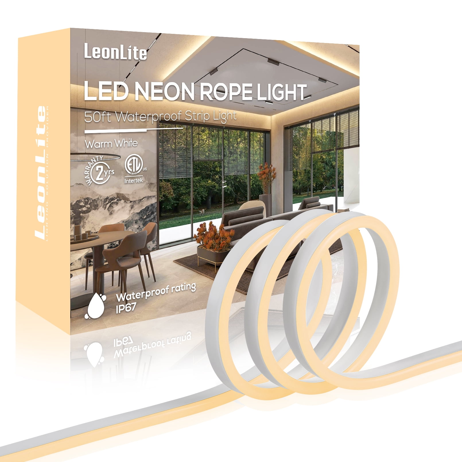 50FT LED Neon Rope Lights Outdoor, IP67 Waterproof, AC 120V LED Strip Lights Ul Plug Play Max Connection 3 Sets 150ft Etl Listed Green Light - View #7