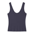 thumbnail image 5 of AnuYalue Lace Tank Tops for Women V Neck Wide Strap Soft Ribbed Camisole Fashion Sleeveless Round Neck Top, 5 of 7