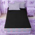 thumbnail image 4 of Erosebridal Kawaii Checkered Zipper Twin Comforter Sets with Fitted Sheet and 2 Pillowcases for Girls, Pink Blue Square Grid Zipper Bedding Set, Black Reversible, 4-Piece, 4 of 7