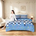 thumbnail image 5 of Manfei Contemporary Grid 7-Piece Twin Bedding,Modern Drip Bedding Comforter Set,Black White Blue,Navy Blue Reversible, 5 of 7