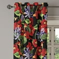 thumbnail image 3 of Ambesonne Floral Grommet Curtain, Artwork of Flowers Jasmine, 50"x60", Vermilion Green and Lilac, 3 of 5