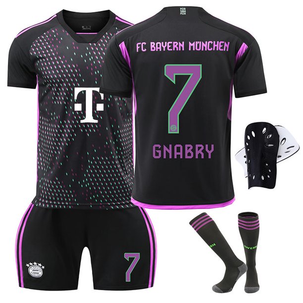 2324 Camiseta de fútbol visitante del Bayern No. 9 Kane 10 Sane 25 Muller 3 Jin Minzai camiseta para niños y adultos transfronterizosTalla 7 con calcetines y equipo de protección.