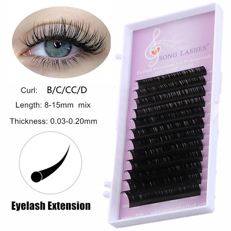 12 Lines Eye Extension Tools B/C/CC/D Curl Soft Hair Mixed Length Individual Eyelashes Fan Lash Natural Thick Volume THICKNESS 0.15MM B -