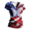 thumbnail image 6 of USA 250th Anniversary Glitter Top Independence Day Print Casual Crew Neck Blue L, 6 of 7