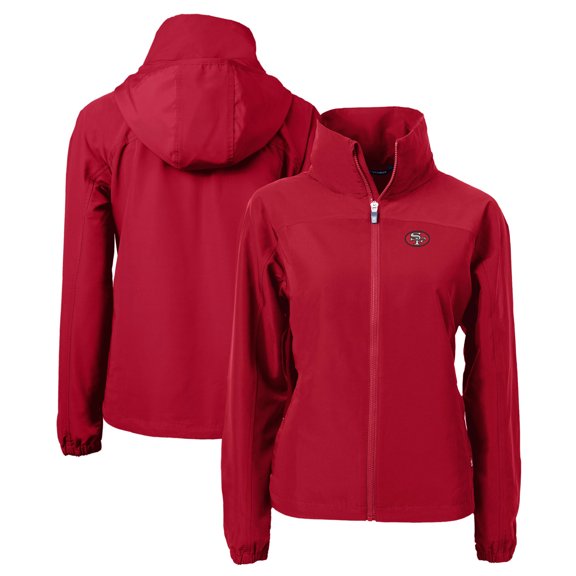 Women's Cutter & Buck Scarlet San Francisco 49ers Throwback Charter Eco Recycled Full-Zip Jacket