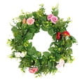 thumbnail image 1 of Corona de puerta de entrada de 45 cm, flores artificiales, guirnalda, ramo, hojas verdes, floral Corona de rosas (multicolor), 1 of 8