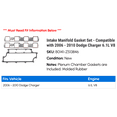 thumbnail image 2 of Intake Manifold Gasket Set - Compatible with 2006 - 2010 Dodge Charger 6.1L V8 2007 2008 2009, 2 of 2